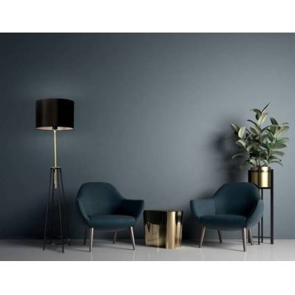 Stojací lampa TEGOLA 1xE27/60W/230V černá/zlatá