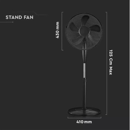 Stojanový ventilátor pr. 43 cm 55W/230V černá