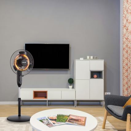 Stojanový ventilátor s ohřívačem 35W/2000W/230V pr. 40 cm černá