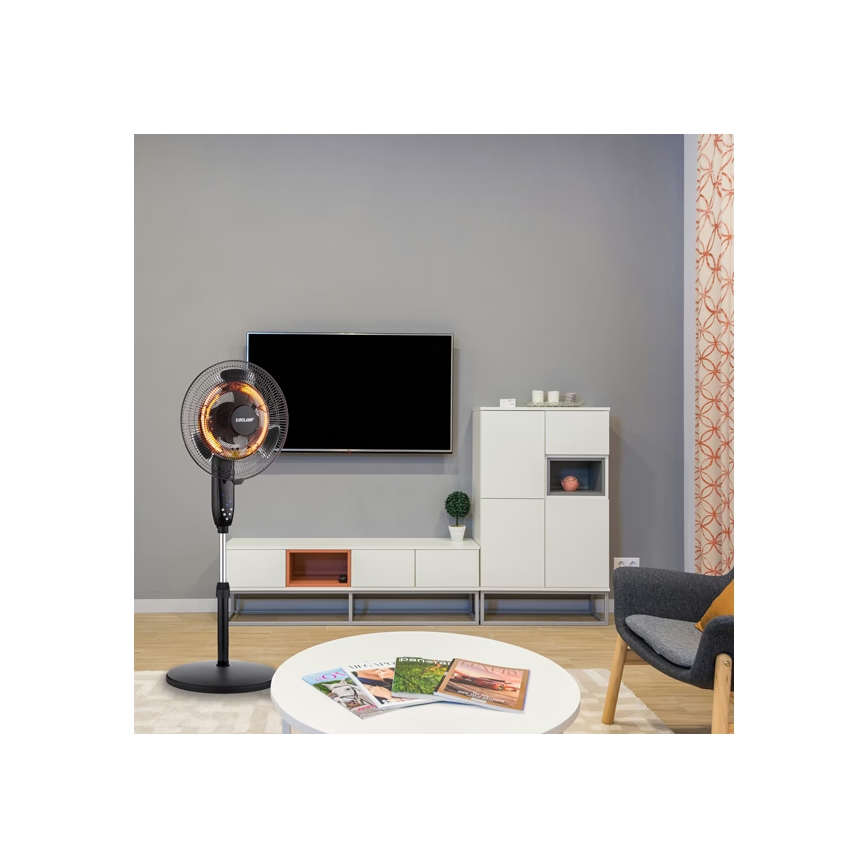 Stojanový ventilátor s ohřívačem 35W/2000W/230V pr. 40 cm černá