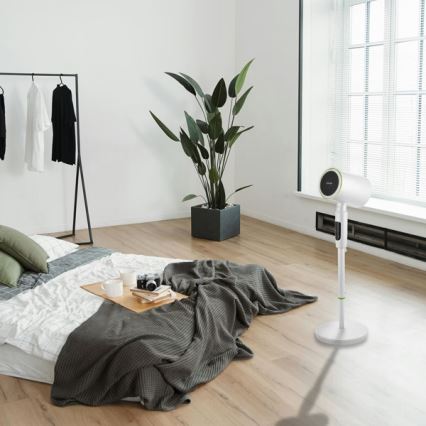 Stojanový ventilátor s ohřívačem 50W/2200W/230V pr. 20 cm bílá