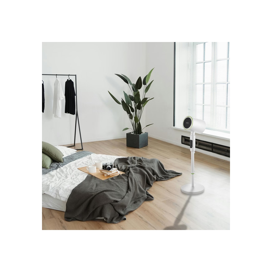 Stojanový ventilátor s ohřívačem 50W/2200W/230V pr. 20 cm bílá