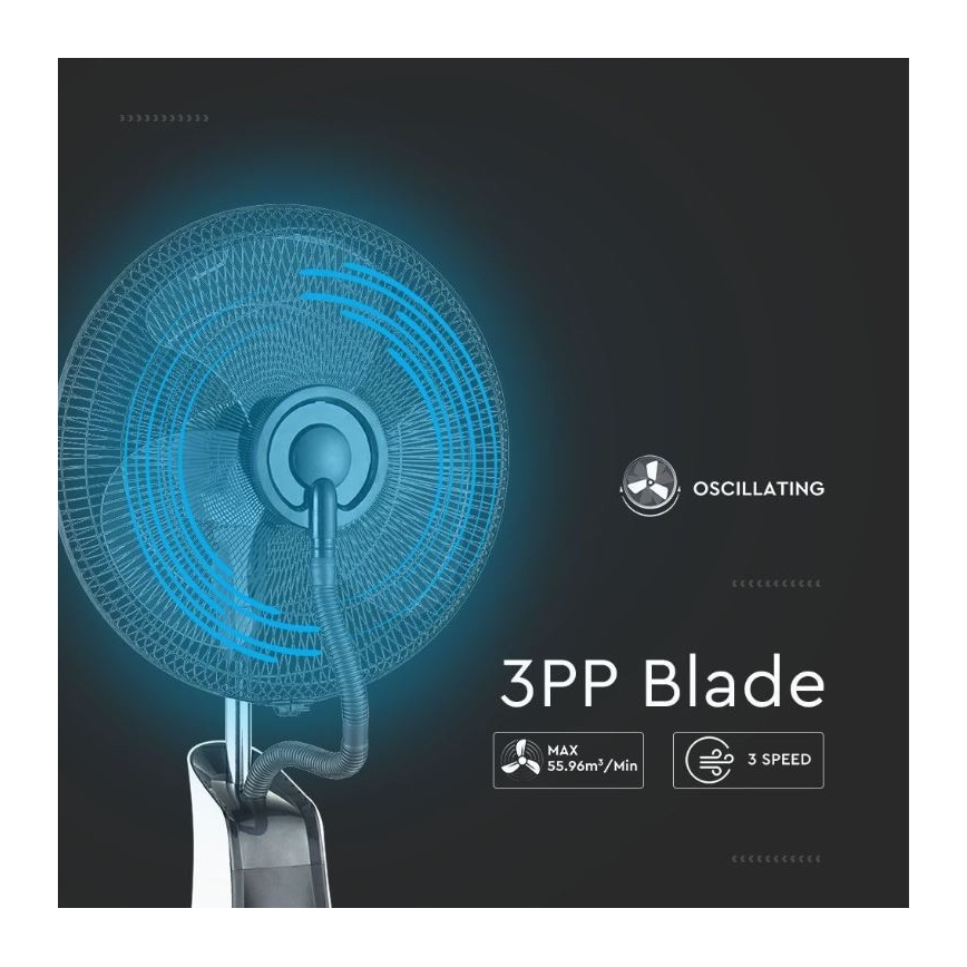 Stojanový ventilátor s rozprašovačem vody 80W/230V černá + DO