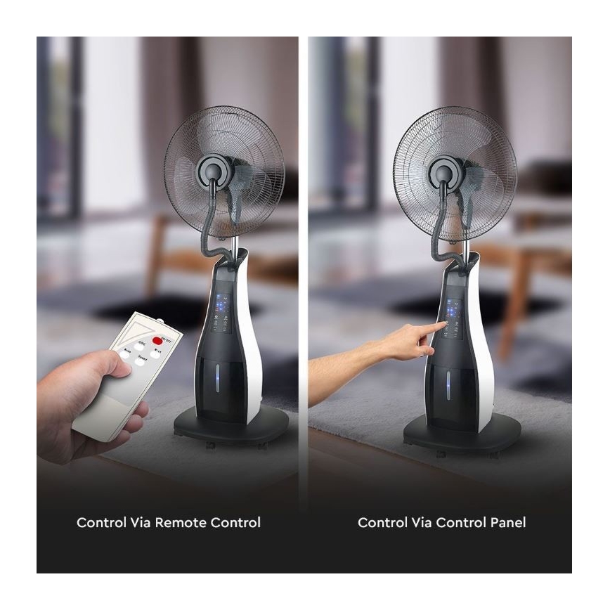 Stojanový ventilátor s rozprašovačem vody 80W/230V černá + DO