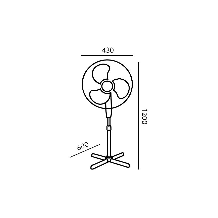 Stojanový ventilátor VIENTO 45W/230V černá