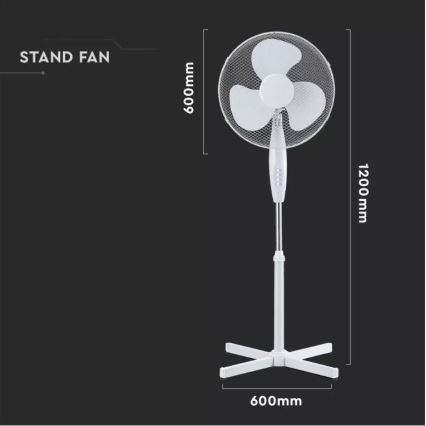 Stojanový ventilátor Ø 41 cm 40W/230V bílá