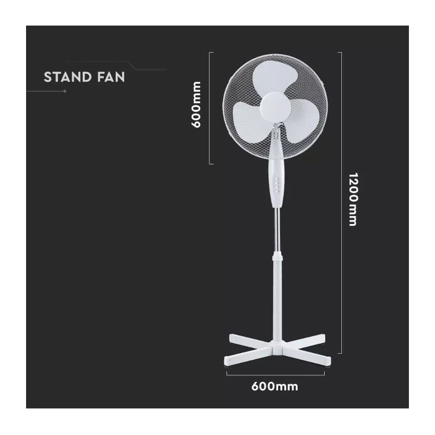 Stojanový ventilátor Ø 41 cm 40W/230V bílá