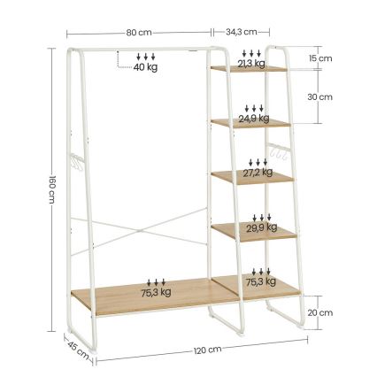 Stojanový věšák LINEA bílá/hnědá