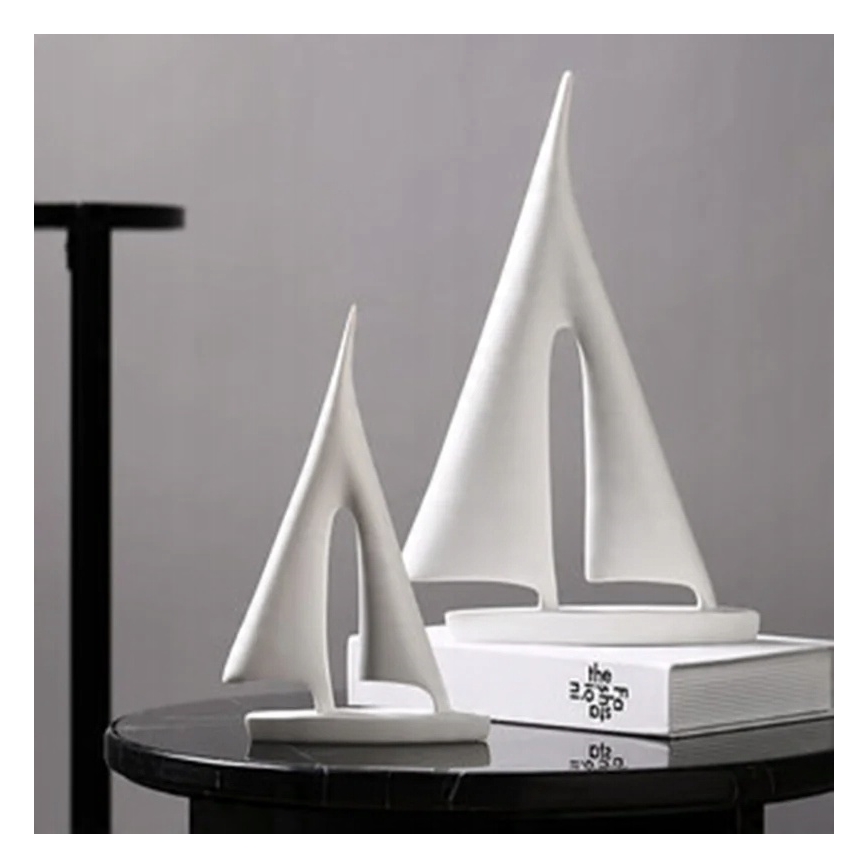 Stolní dekorace 21 cm pryskyřice/bílá