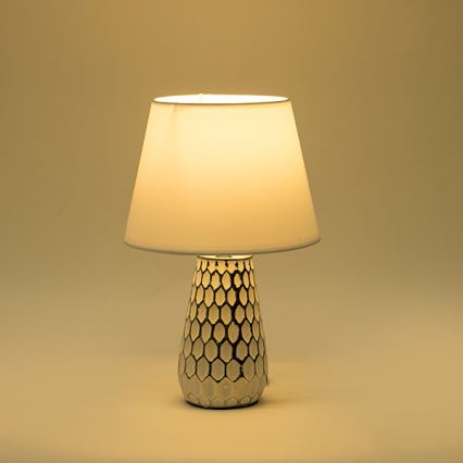 Stolní lampa 1xE14/40W/230V bílá/stříbrná