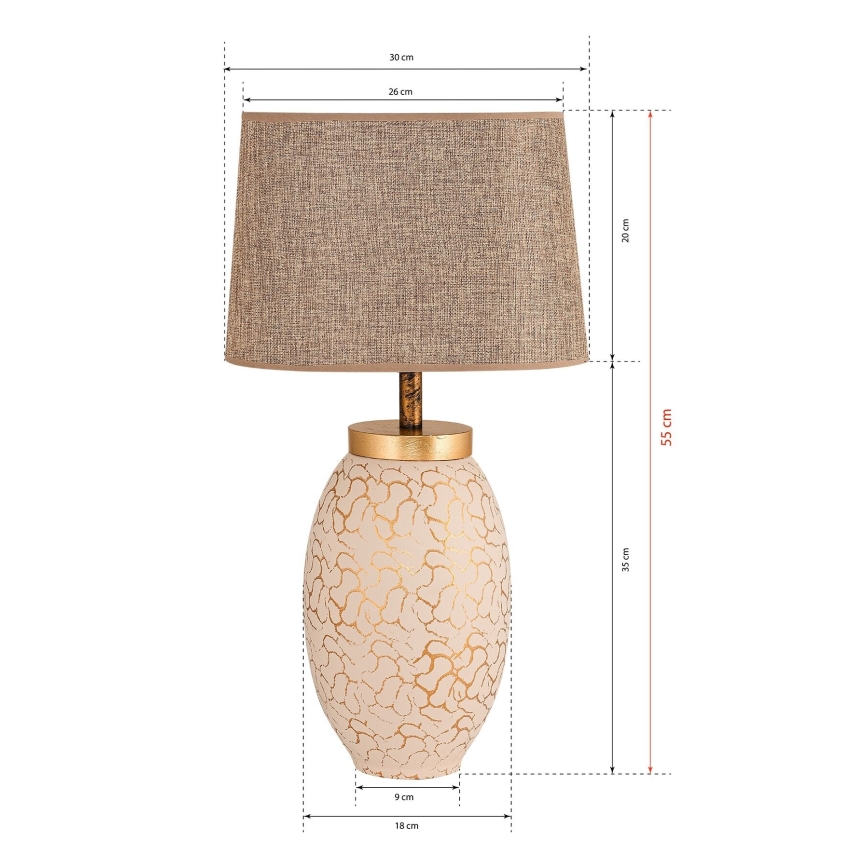 Stolní lampa 1xE27/40W/230V béžová/zlatá