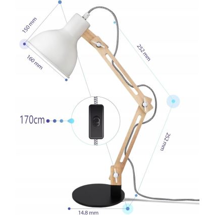 Stolní lampa 1xE27/40W/230V bílá/černá