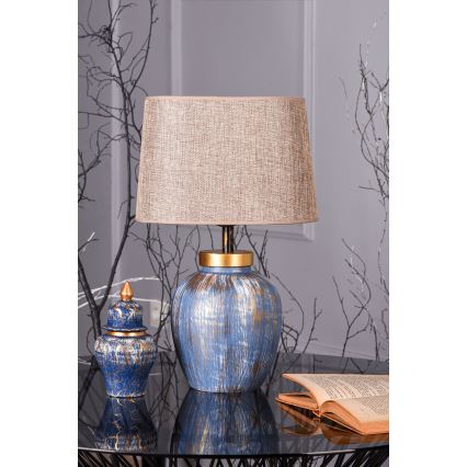 Stolní lampa 1xE27/40W/230V modrá/béžová