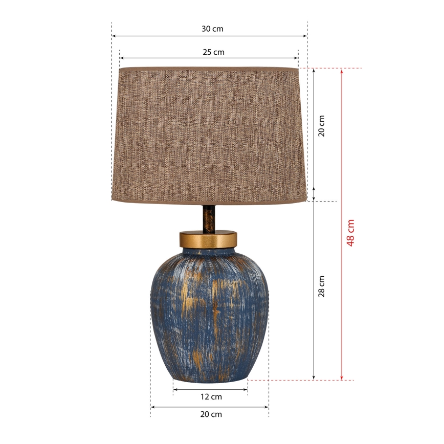 Stolní lampa 1xE27/40W/230V modrá/béžová