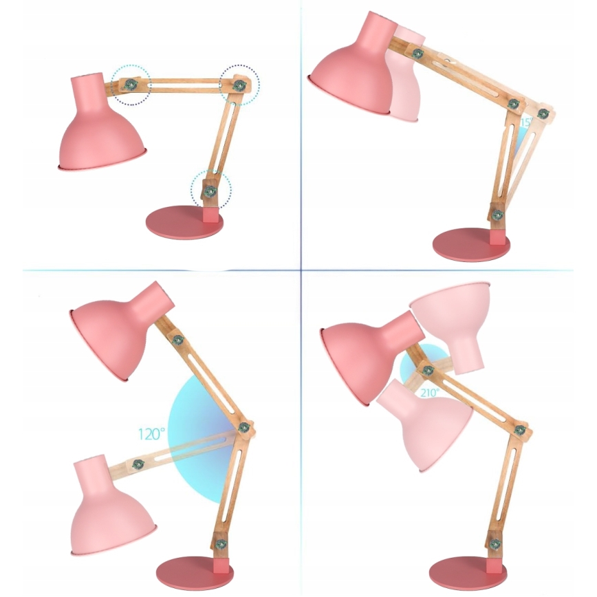 Stolní lampa 1xE27/40W/230V růžová