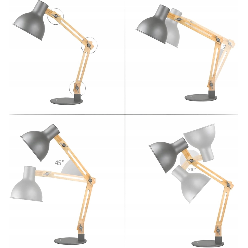 Stolní lampa 1xE27/40W/230V šedá