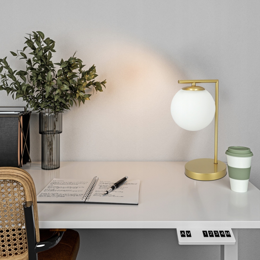 Stolní lampa 1xE27/40W/230V zlatá/bílá