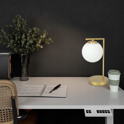 Stolní lampa 1xE27/40W/230V zlatá/bílá