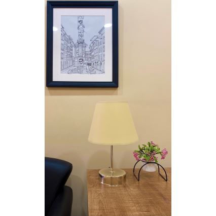 Stolní lampa 1xE27/60W/230V béžová/lesklý chrom