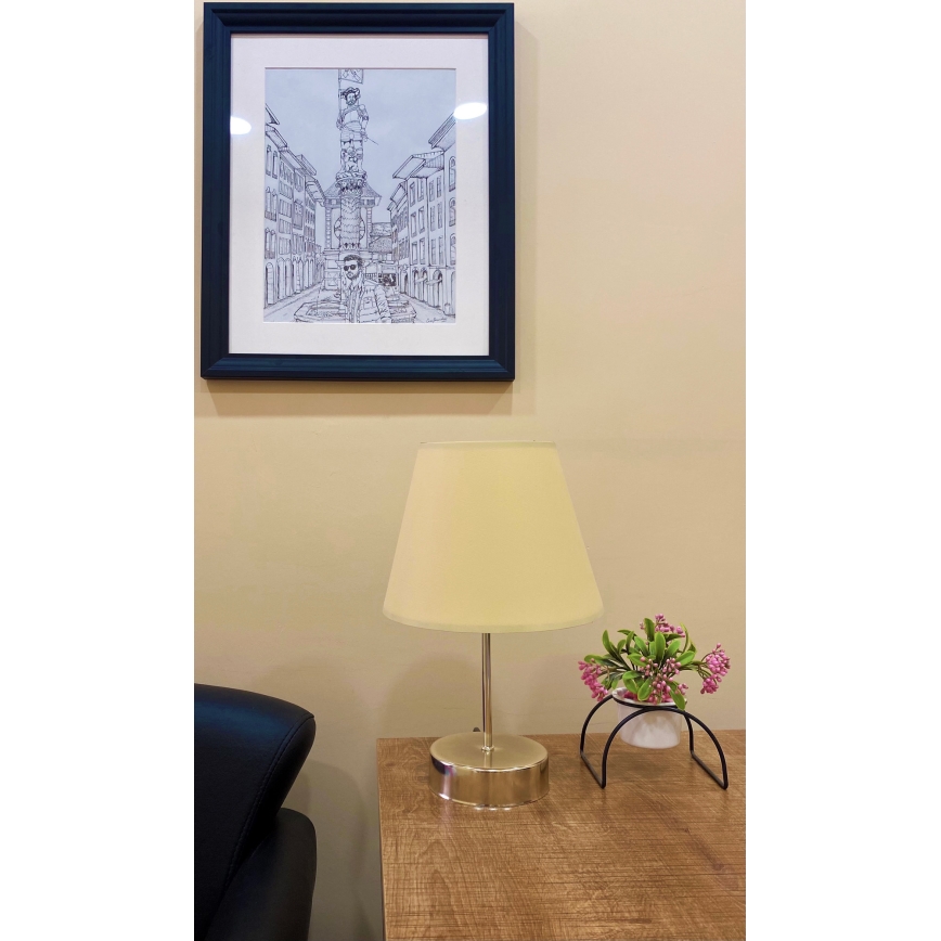 Stolní lampa 1xE27/60W/230V béžová/lesklý chrom