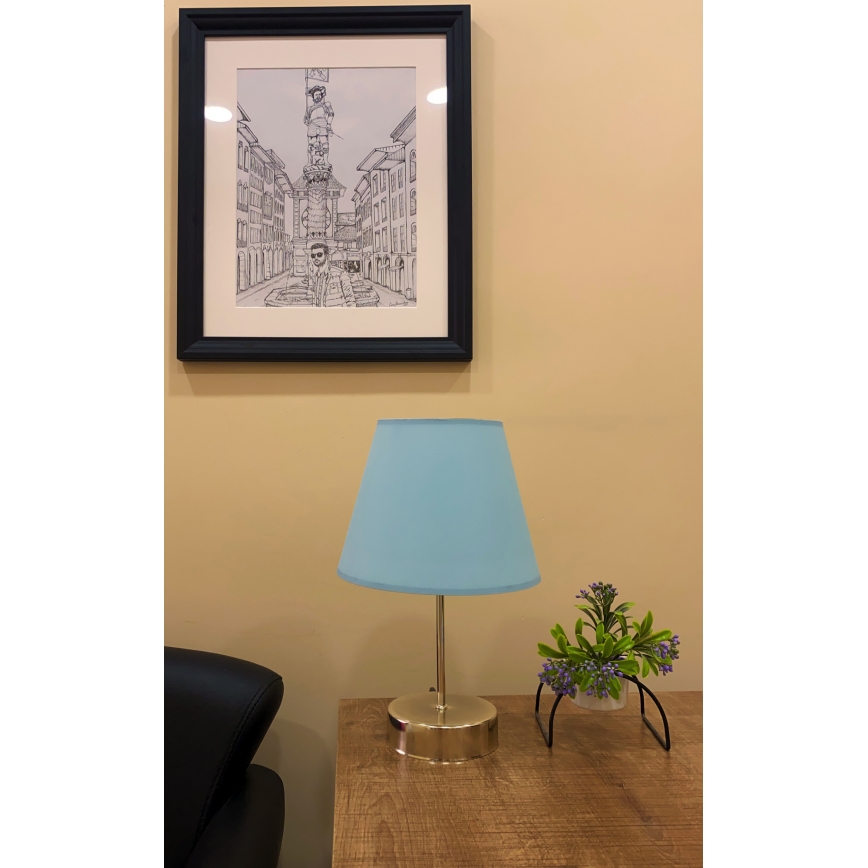 Stolní lampa 1xE27/60W/230V modrá/lesklý chrom