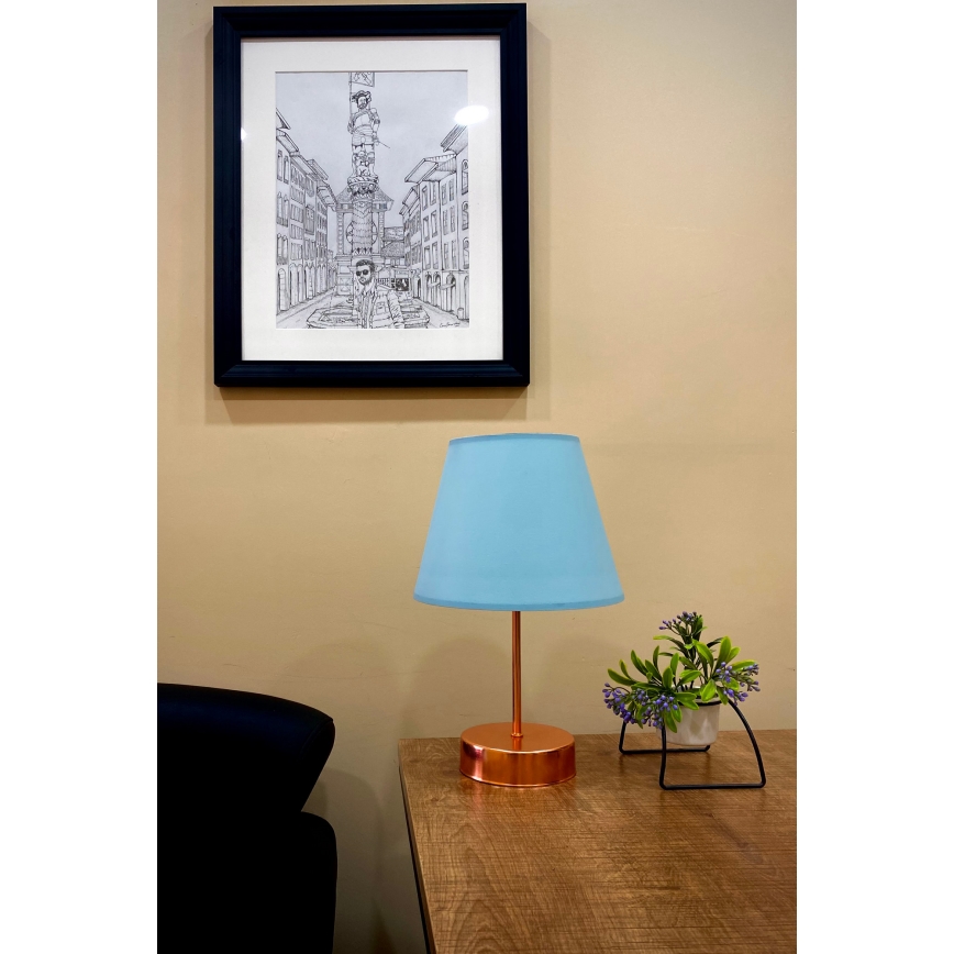 Stolní lampa 1xE27/60W/230V modrá/měděná