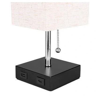 Stolní lampa 1xE27/60W/230V s USB nabíječkou