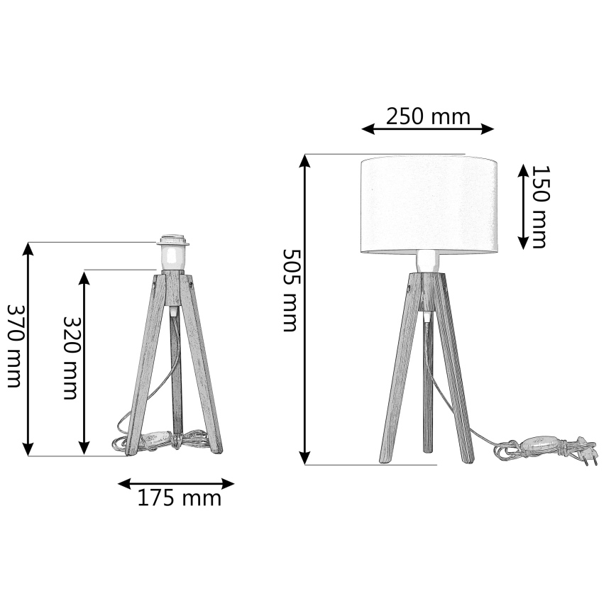 Stolní lampa ALBA 1xE27/15W/230V bílá/borovice