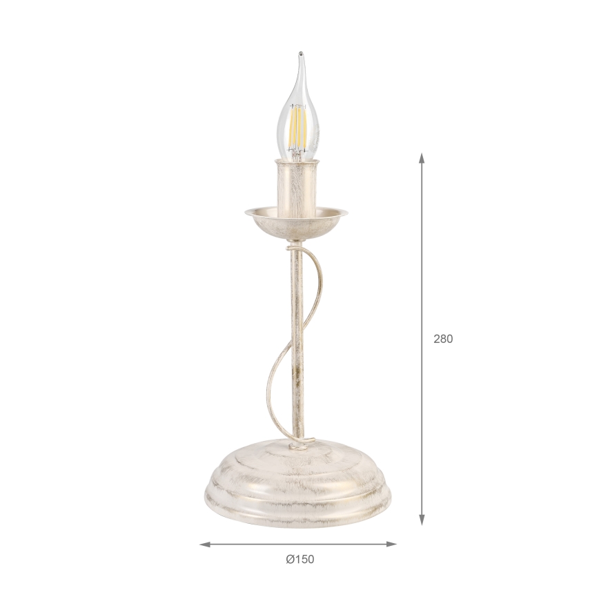 Stolní lampa ANTON 1xE14/60W/230V bílá patina