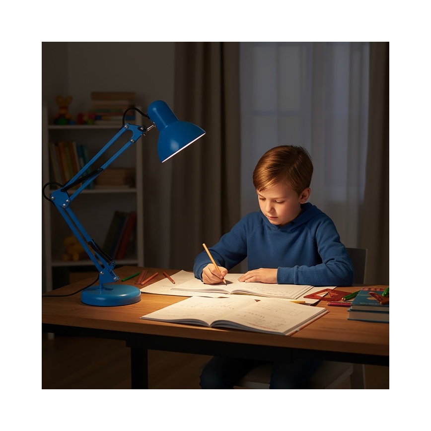 Stolní lampa AURIQ 1xE27/60W/230V modrá