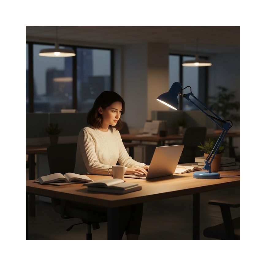 Stolní lampa AURIQ 1xE27/60W/230V modrá