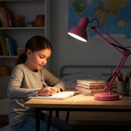 Stolní lampa AURIQ 1xE27/60W/230V růžová