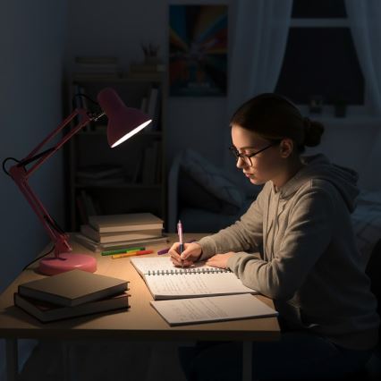 Stolní lampa AURIQ 1xE27/60W/230V růžová