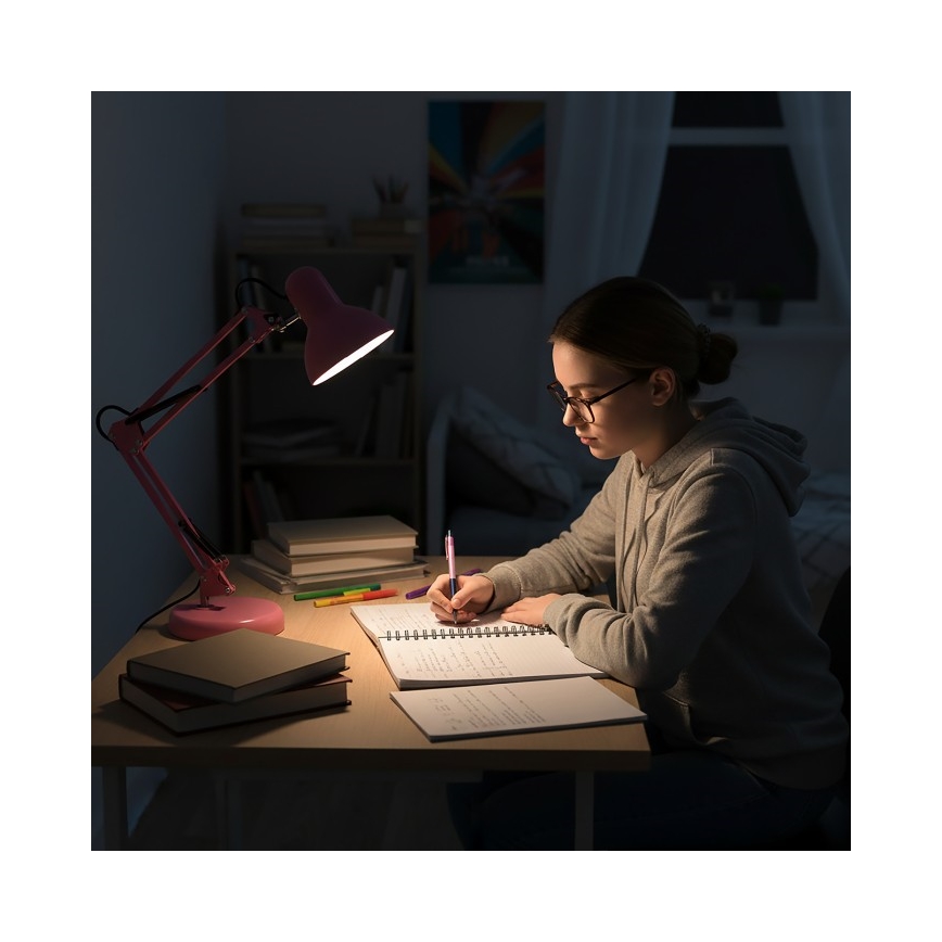 Stolní lampa AURIQ 1xE27/60W/230V růžová