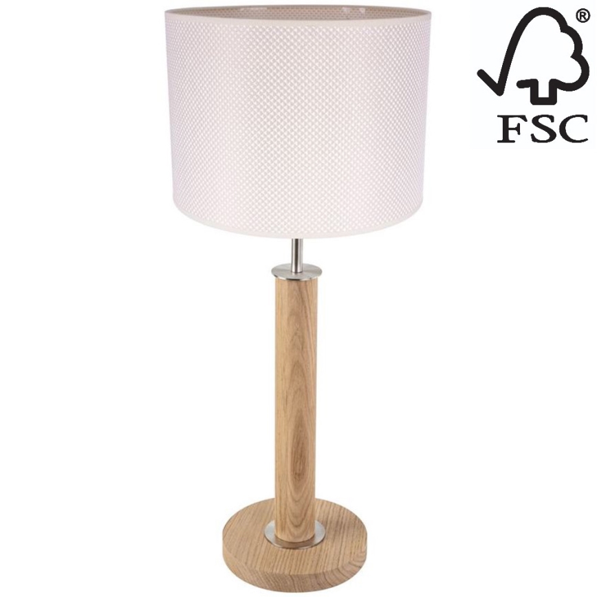 Stolní lampa BENITA 1xE27/60W/230V 61 cm krémová/dub – FSC certifikováno