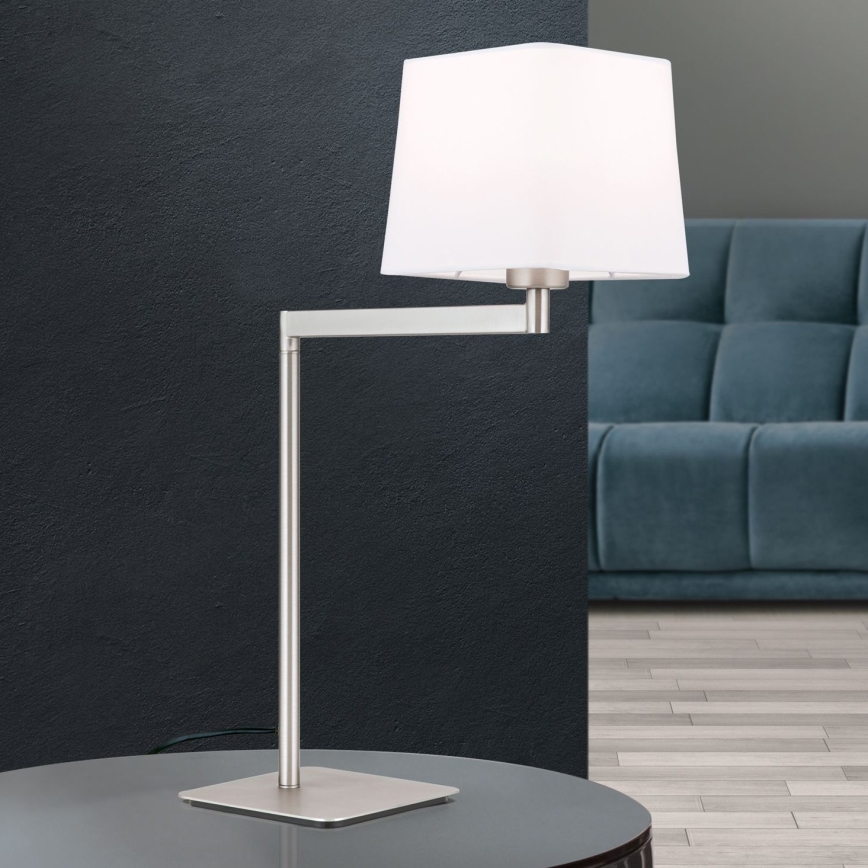 Stolní lampa CARLTON 1xE27/40W/230V bílá/matný chrom