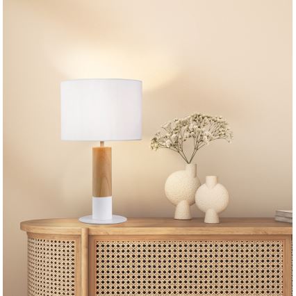 Stolní lampa CARROL 1xE27/40W/230V bílá/hnědá