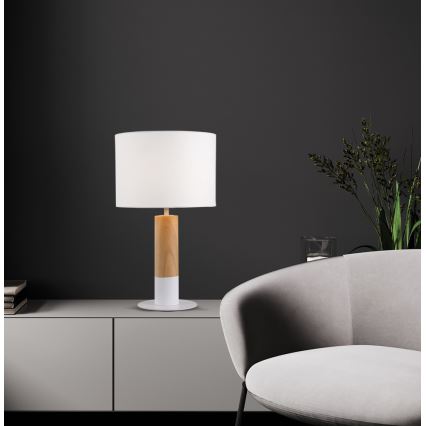 Stolní lampa CARROL 1xE27/40W/230V bílá/hnědá