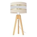 Stolní lampa HELEN 1xE27/15W/230V krémová/zlatá/borovice
