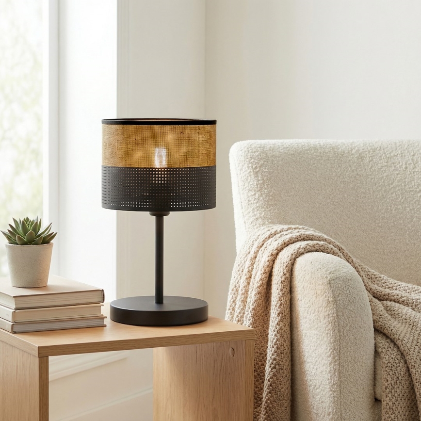 Stolní lampa KARBON 1xE27/15W/230V černá/hnědá