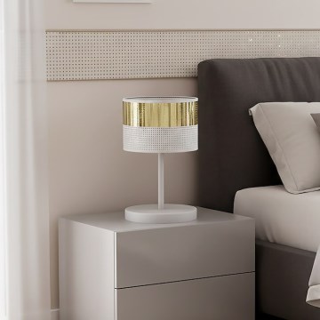 Stolní lampa LUX 1xE27/15W/230V bílá/zlatá