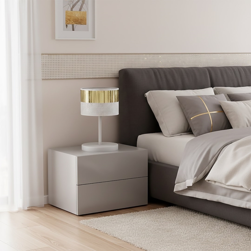 Stolní lampa LUX 1xE27/15W/230V bílá/zlatá