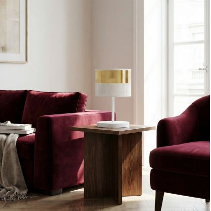Stolní lampa LUX 1xE27/15W/230V bílá/zlatá