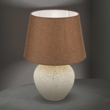 Stolní lampa MASAI 1xE27/40W/230V keramika hnědá/béžová