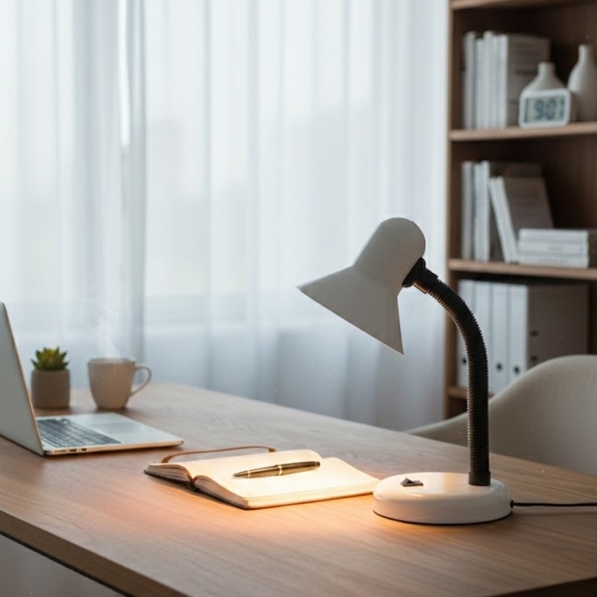 Stolní lampa MENTOR 1xE27/15W/230V bílá
