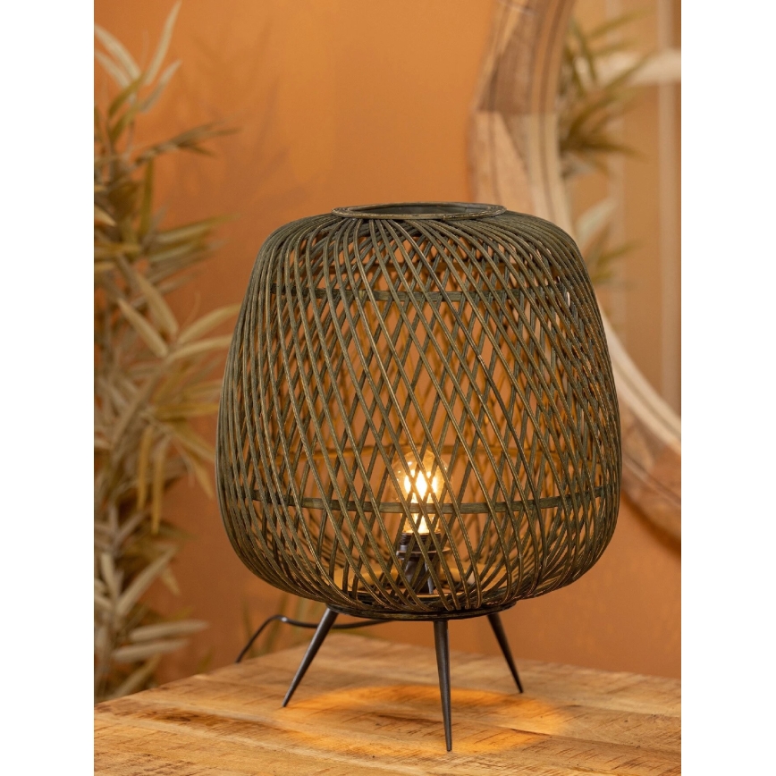 Stolní lampa MOZA 1xE27/60W/230V bambus zelená