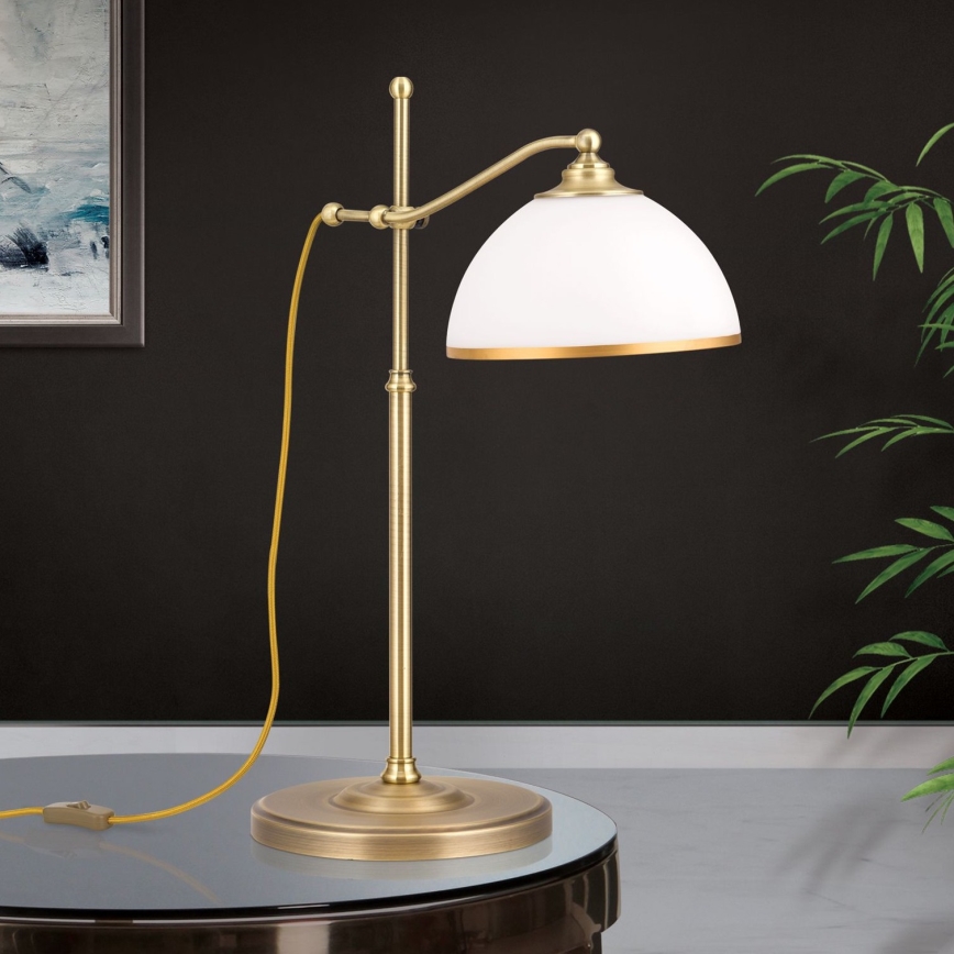 Stolní lampa OLD LAMP 1xE27/40W/230V 65 cm bílá/mosaz