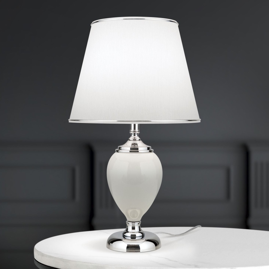 Stolní lampa OVUM 1xE27/40W/230V 48 cm keramika bílá/lesklý chrom