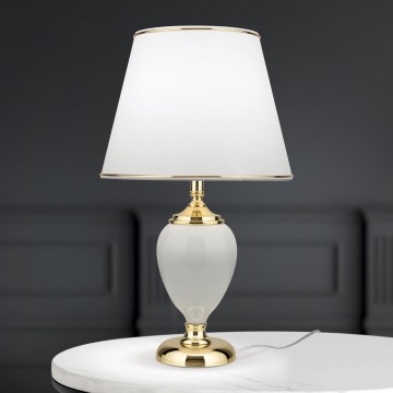 Stolní lampa OVUM 1xE27/40W/230V 48 cm keramika bílá/zlatá