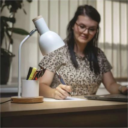 Stolní lampa POPPY 1xE27/25W/230V bílá